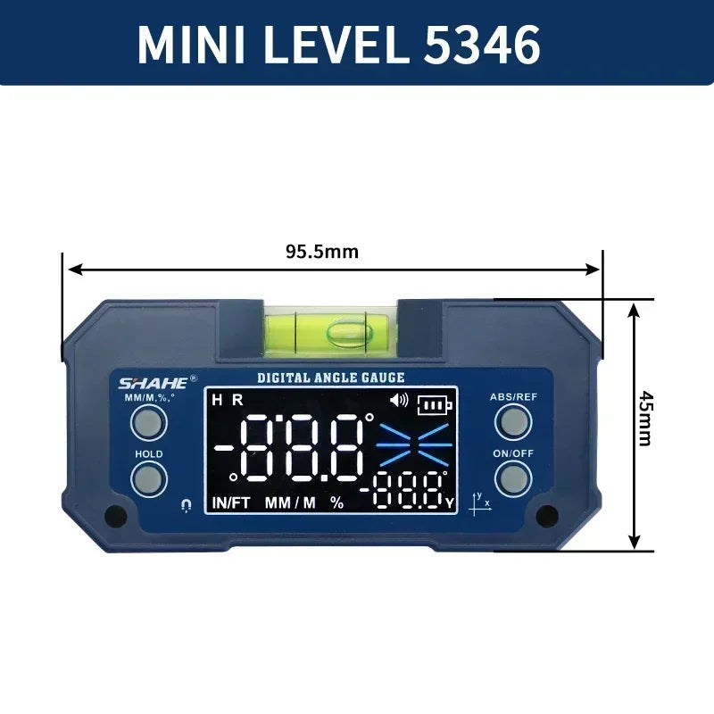 Digital Angle Finder with Level Bubble - Dual Axis - Rechargeable Digital Angle Gauge Magnetic Digital Level Box Protractor