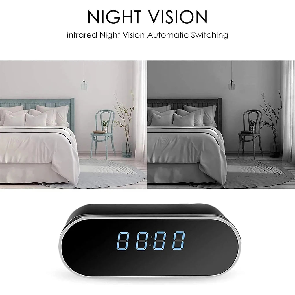 Smart Clock Surveillance Mini Camera- Rechargeable Wi-Fi Hidden Camera with Battery Backup - Nanny Camera - FREE SHIPPING