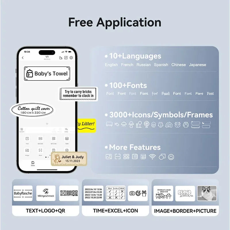 NIIMBOT Label Printer Bluetooth | Household Non-Drying Label | Machine Fast Printing Home Use Office. Mini Portable Bluetooth Wireless Label Maker Name Tag Kitchen Sticker Printing Maker D11H 300DPI