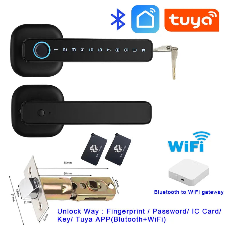 Smart Single Latch Lock -Dead Bolt For Indoor Or SmartLife APP Smart Fingerprint Password RFID IC Card Home Wooden Metal Door