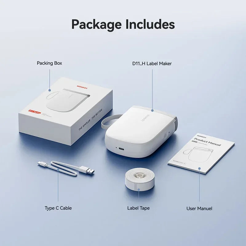 NIIMBOT Label Printer Bluetooth | Household Non-Drying Label | Machine Fast Printing Home Use Office. Mini Portable Bluetooth Wireless Label Maker Name Tag Kitchen Sticker Printing Maker D11H 300DPI