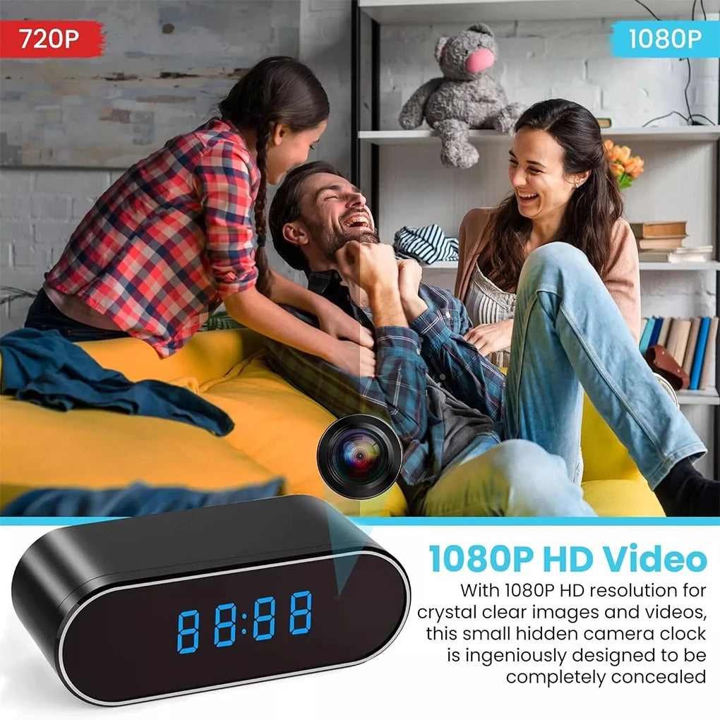 Smart Clock Surveillance Mini Camera- Rechargeable Wi-Fi Hidden Camera with Battery Backup - Nanny Camera - FREE SHIPPING