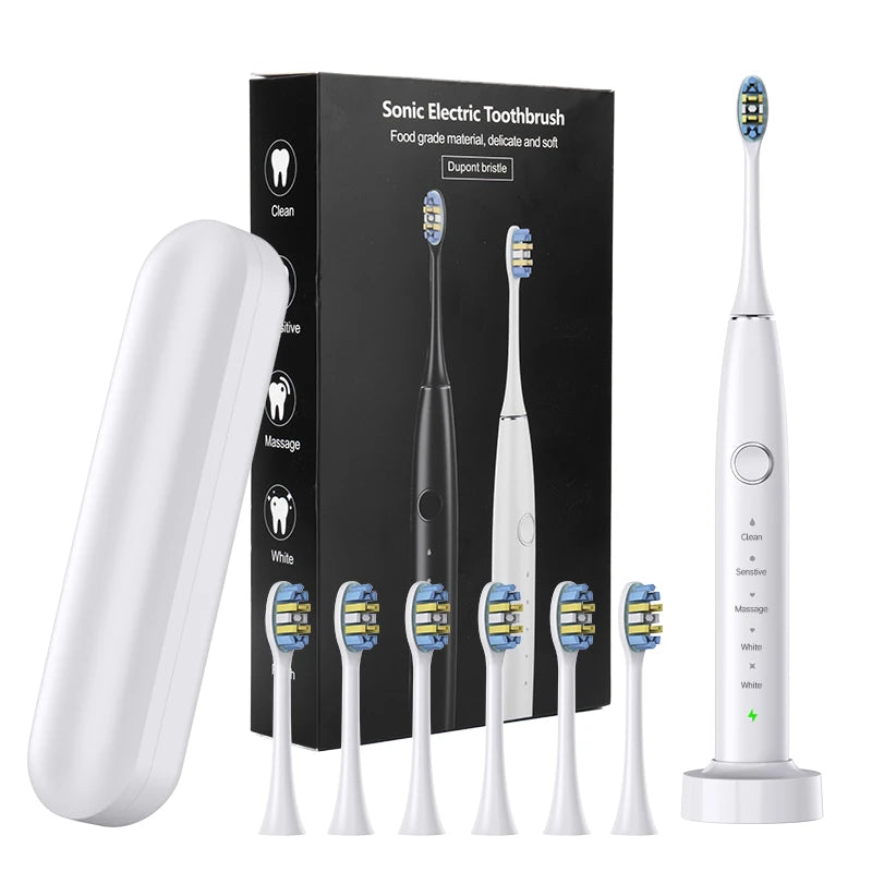 Electric Toothbrush Portable Fully Automatic Sonic Electric Toothbrush Rechargeable 5 Working Modes IPX7 Waterproof