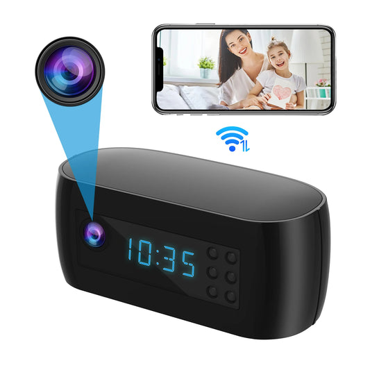 Mini WiFi Clock Camera 1080P – Motion Detection, Alarm Timer &amp; Real-Time Loop Recording for Home/Office Security&nbsp;