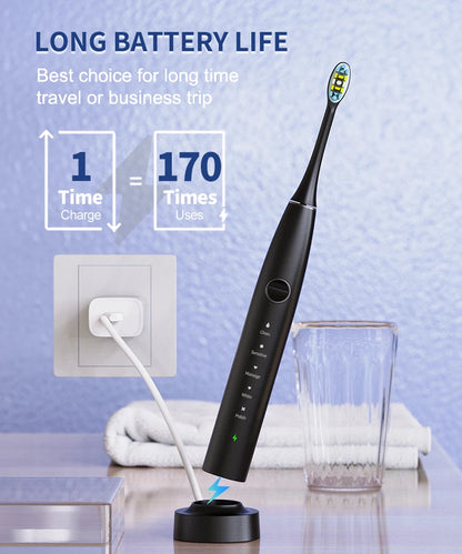 Electric Toothbrush Portable Fully Automatic Sonic Electric Toothbrush Rechargeable 5 Working Modes IPX7 Waterproof