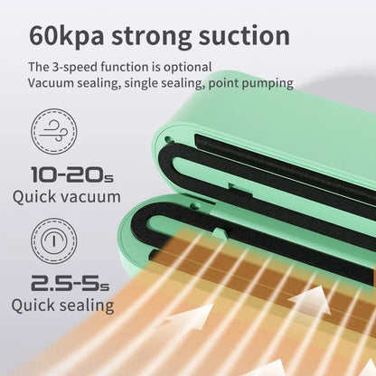Portable USB charging vacuum sealer - a multifunctional food sealer with sealing, external suction, and inflation functions,