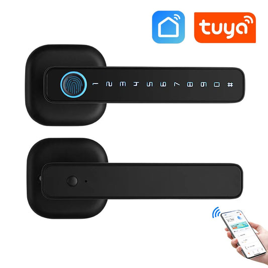 Smart Single Latch Lock  -Dead Bolt For Indoor  Or SmartLife APP Smart Fingerprint Password RFID IC Card  Home Wooden Metal Door