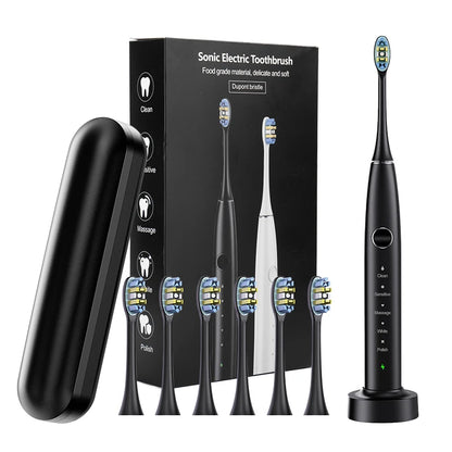 Electric Toothbrush Portable Fully Automatic Sonic Electric Toothbrush Rechargeable 5 Working Modes IPX7 Waterproof
