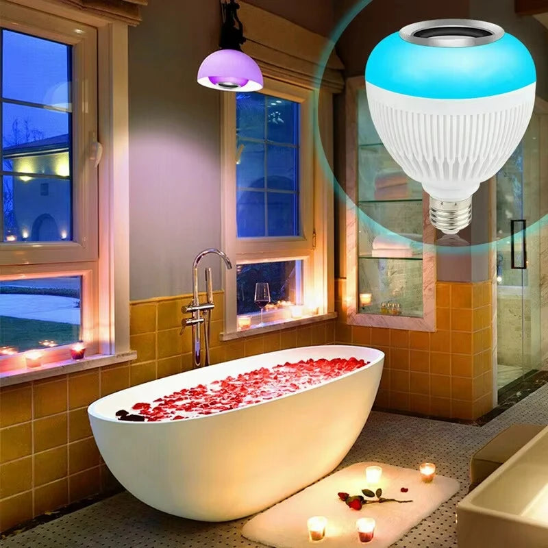 Smart bulbs - LED Bluetooth Lamp E27 Smart Ball Bulb 12W Speaker Music APP Remote Control Dimmable Night Light Decor Home Party