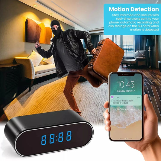 Smart Clock Surveillance Mini Camera-  Rechargeable Wi-Fi Hidden Camera with Battery Backup - Nanny Camera - FREE SHIPPING