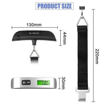 Portable Scale great for frequent Travelers -  Digital LCD Display Electronic Scale Weight Suitcase Travel Weighs Baggage Bag 110lb/50kg  Weight Balance Tool