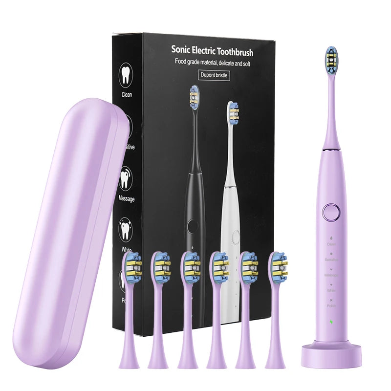 Electric Toothbrush Portable Fully Automatic Sonic Electric Toothbrush Rechargeable 5 Working Modes IPX7 Waterproof