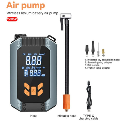 2 In 1 Portable Car Jump Starter & Air Pump 150PSI Air Compressor Power Bank Booster Car Starter Device Auto Tyre Inflator