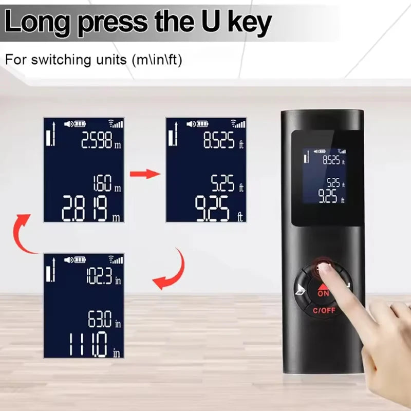 Portable Laser Rangefinder tool 40M/60M Mini Intelligent Laser Rangefinder Measurement Infrared rangefinder USB rechargeable