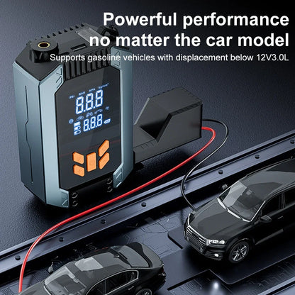 2 In 1 Portable Car Jump Starter & Air Pump 150PSI Air Compressor Power Bank Booster Car Starter Device Auto Tyre Inflator