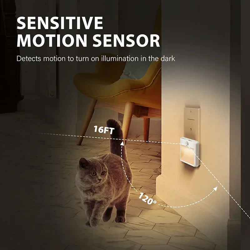 Motion Sensor Night Lights - with US EU UK AU Plug Dimmable LED Warm White Ambient Light 2 in 1 Bedroom Living Room Toilet Stairs