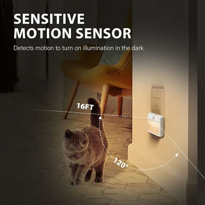 Motion Sensor Night Lights - with US EU UK AU Plug Dimmable LED Warm White Ambient Light 2 in 1 Bedroom Living Room Toilet Stairs