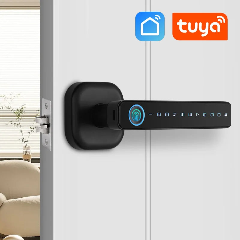 Smart Single Latch Lock  -Dead Bolt For Indoor  Or SmartLife APP Smart Fingerprint Password RFID IC Card  Home Wooden Metal Door