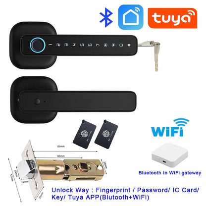 Smart Single Latch Lock  -Dead Bolt For Indoor  Or SmartLife APP Smart Fingerprint Password RFID IC Card  Home Wooden Metal Door