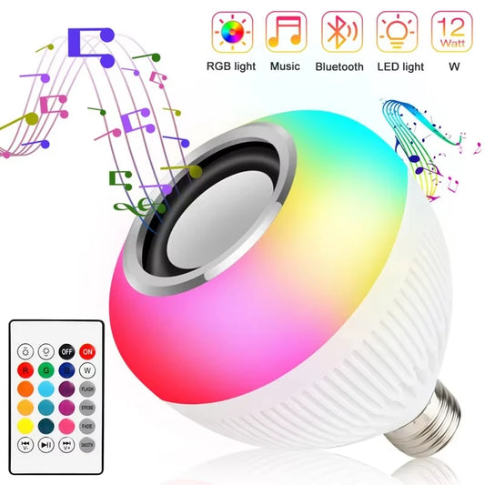 Smart bulbs - LED Bluetooth Lamp E27 Smart Ball Bulb 12W Speaker Music APP Remote Control Dimmable Night Light Decor Home Party