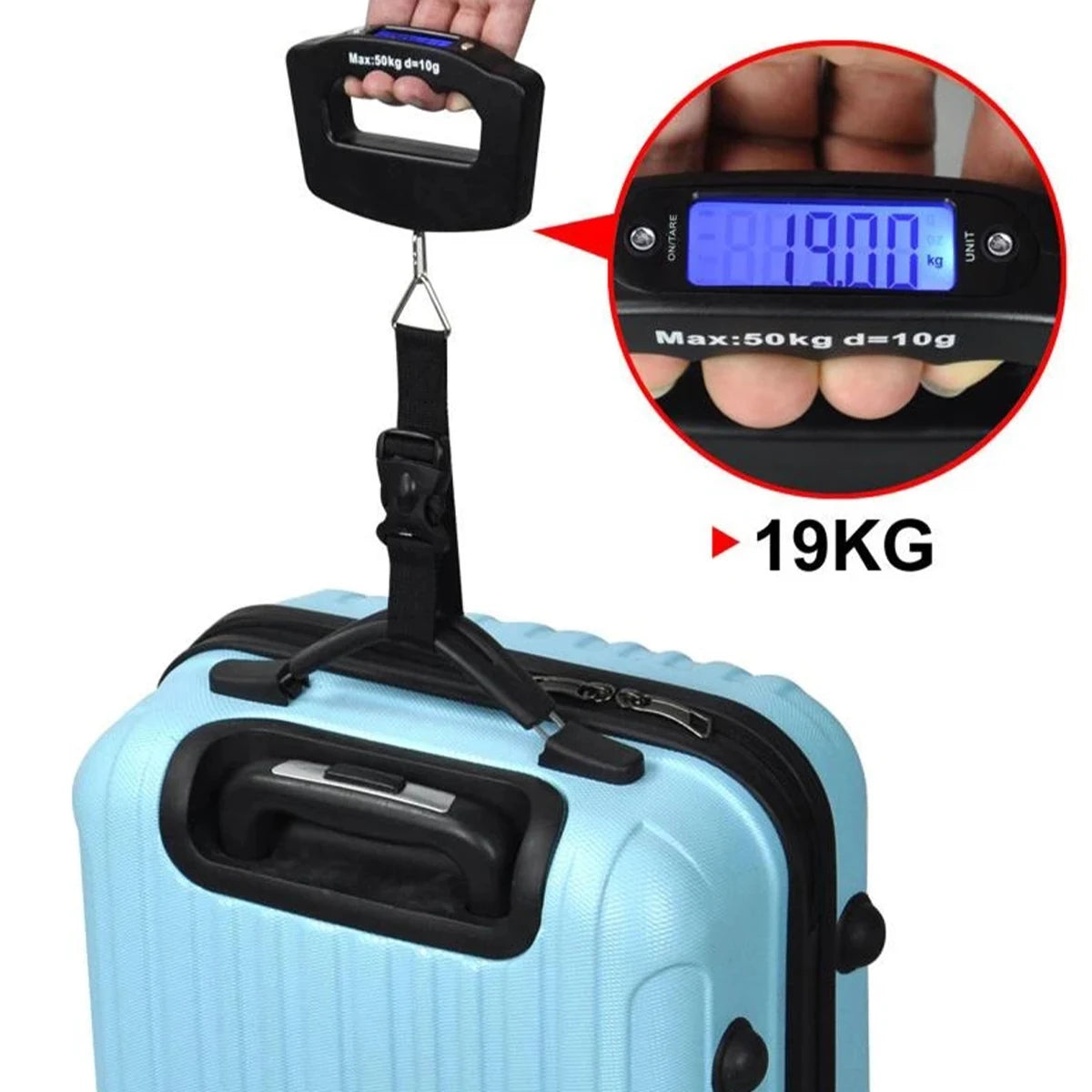 50kg Digital Luggage Scale – Portable Handheld Suitcase Scale with Backlight Display | Perfect Travel Accessory
