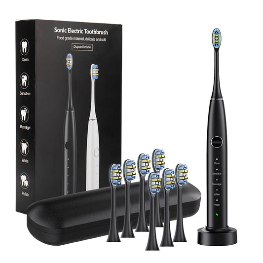 Electric Toothbrush Portable Fully Automatic Sonic Electric Toothbrush Rechargeable 5 Working Modes IPX7 Waterproof