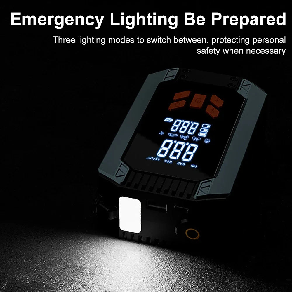 2 In 1 Portable Car Jump Starter & Air Pump 150PSI Air Compressor Power Bank Booster Car Starter Device Auto Tyre Inflator