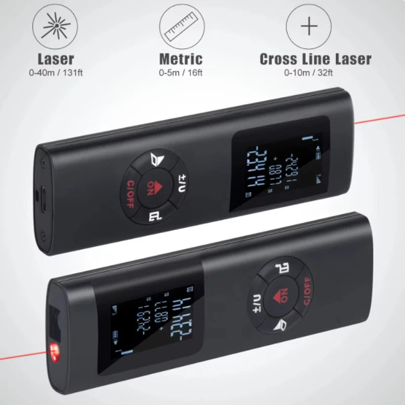Portable Laser Rangefinder tool 40M/60M Mini Intelligent Laser Rangefinder Measurement Infrared rangefinder USB rechargeable