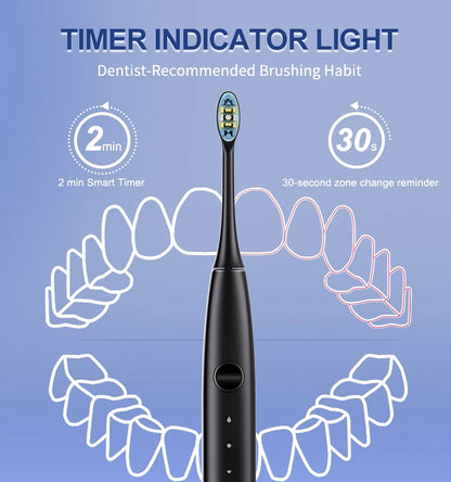 Electric Toothbrush Portable Fully Automatic Sonic Electric Toothbrush Rechargeable 5 Working Modes IPX7 Waterproof
