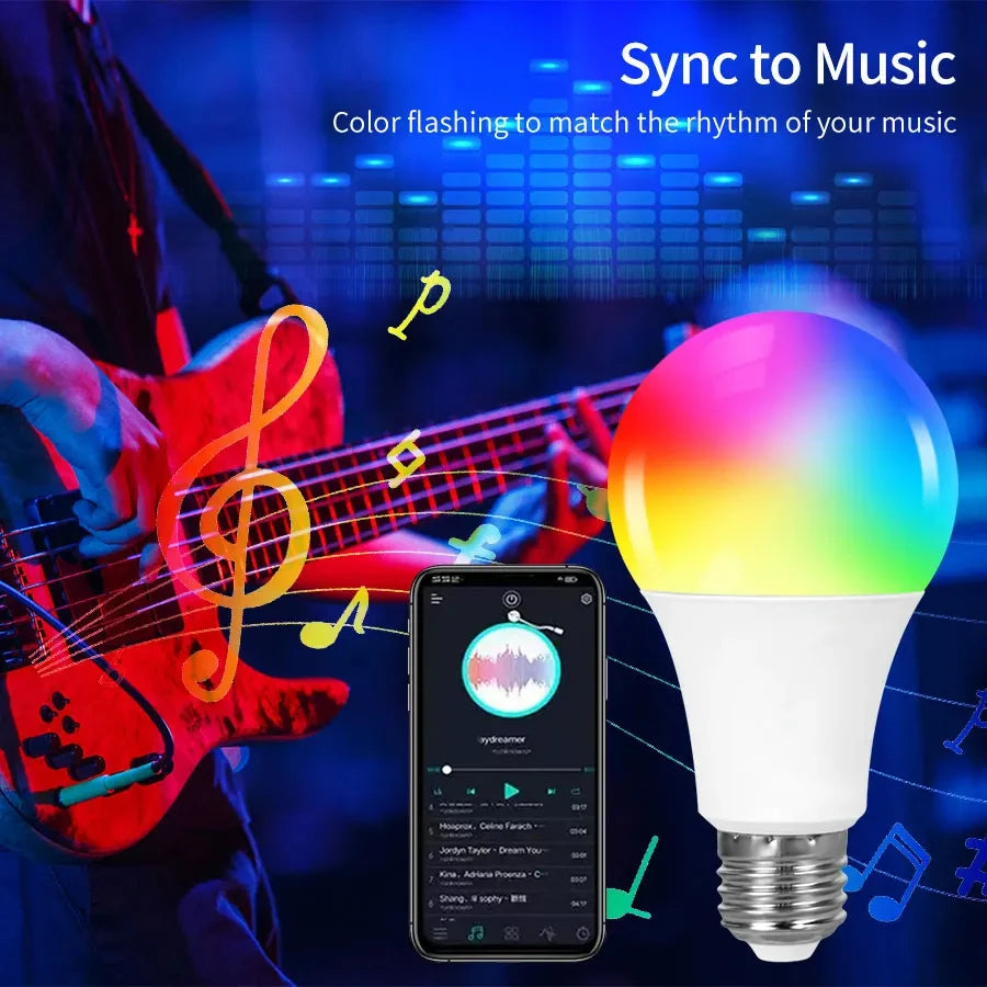 Smart Led Bulbs E27 Tuya Smart Life Bluetooth App Control 220V 110V RGB Lights Ampoules Home Decoration Spotlight Bombilla