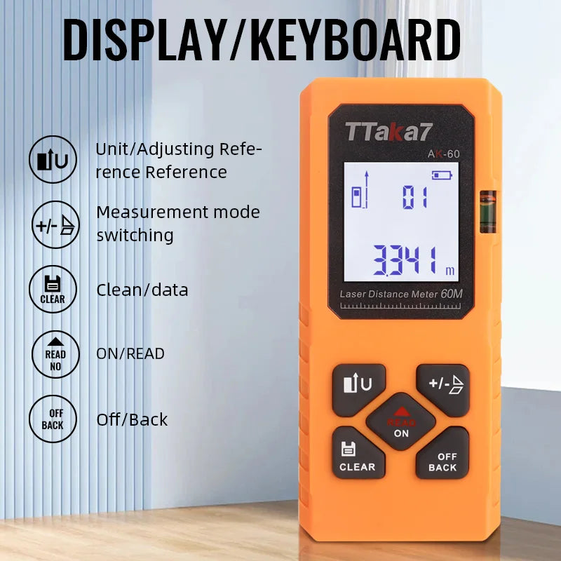 Portable Laser Rangefinder tool 40M/60M Mini Intelligent Laser Rangefinder Measurement Infrared rangefinder USB rechargeable